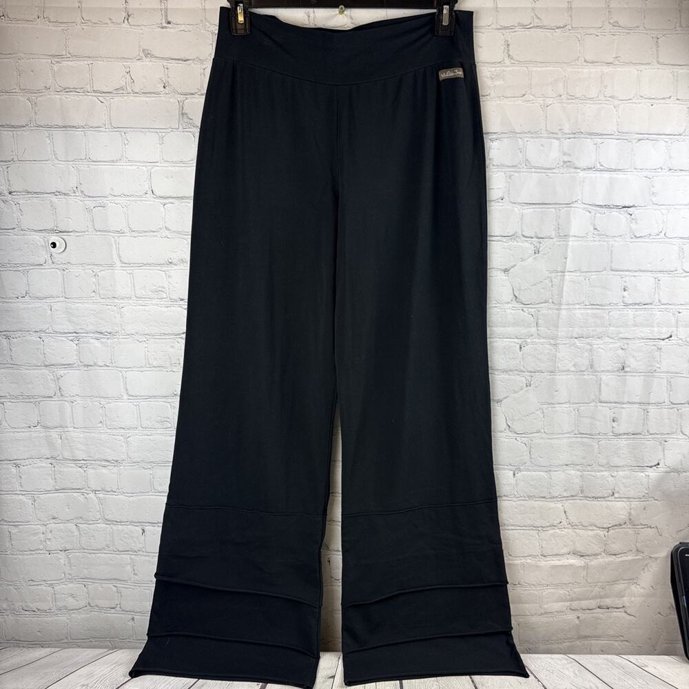 Matilda Jane XL Black Wide Leg Pants Artsy Boho Tiered Hem Relaxed Pull On - Picture 2 of 11